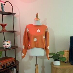 Orange Floral Women's Sweater